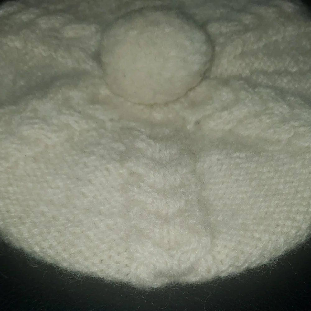 Vintage Ireland Made Cream Wool Cable Beret handknit Tam Hat Girls One Size
